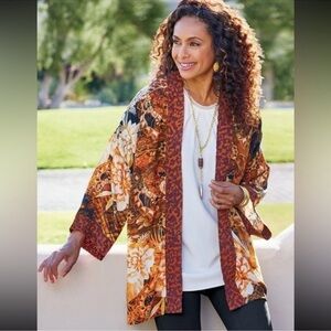 Soft Surroundings Ariah Kimono Topper Cardigan Duster Size L/XL Bohemian Floral